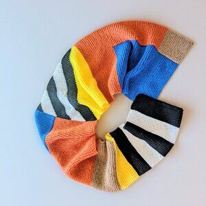 Handmade Colorblock Scarf Long Cozy Mood Booster Unisex Dopamine Happycore